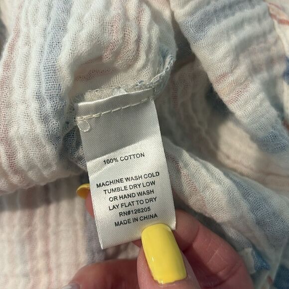 4OUR DREAMERS 3/4 Length Sleeve Button Down Cotton Blouse Size S - Picture 9 of 9